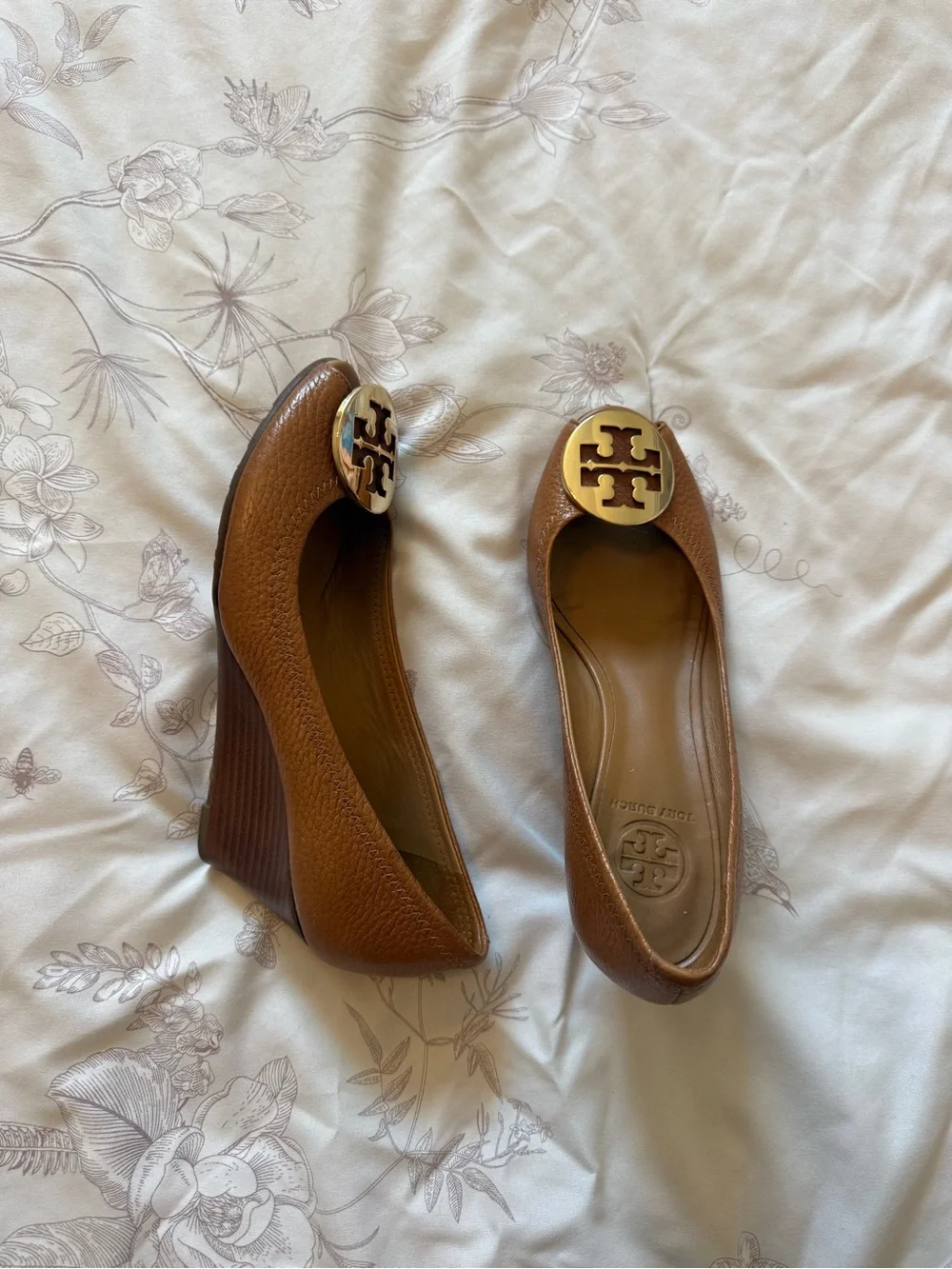 TORY BURCH | Sally 2 Leather Peep Toe Wedge Heels | 6.5